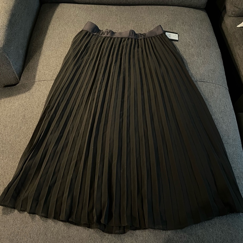 Black Pleated Midi Skirt